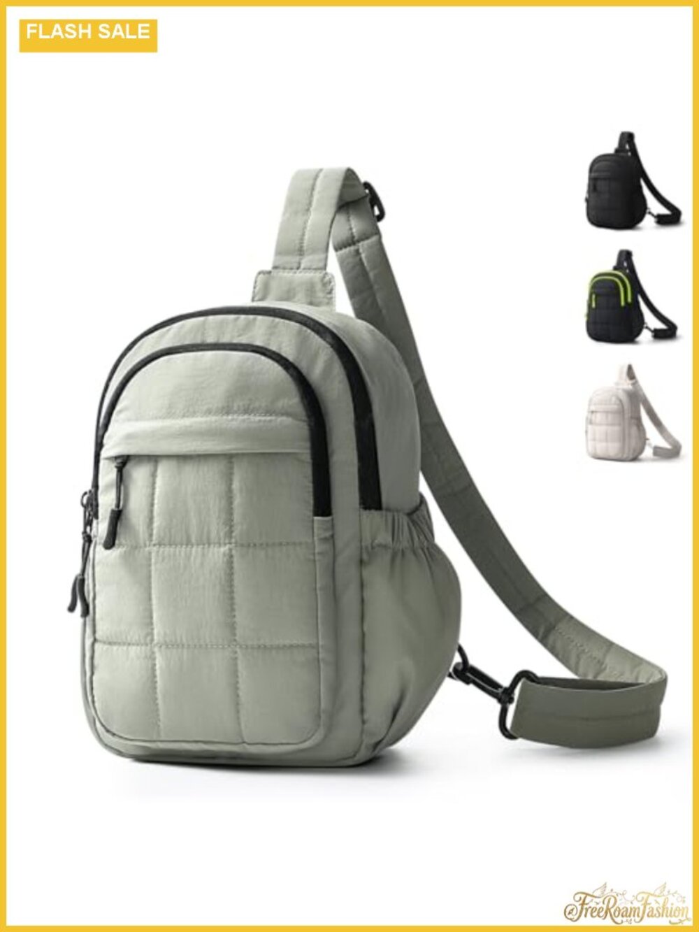 Quilted Puffer Sling Bag RFID Crossbody Fanny Pack Lightweight Nylon Travel